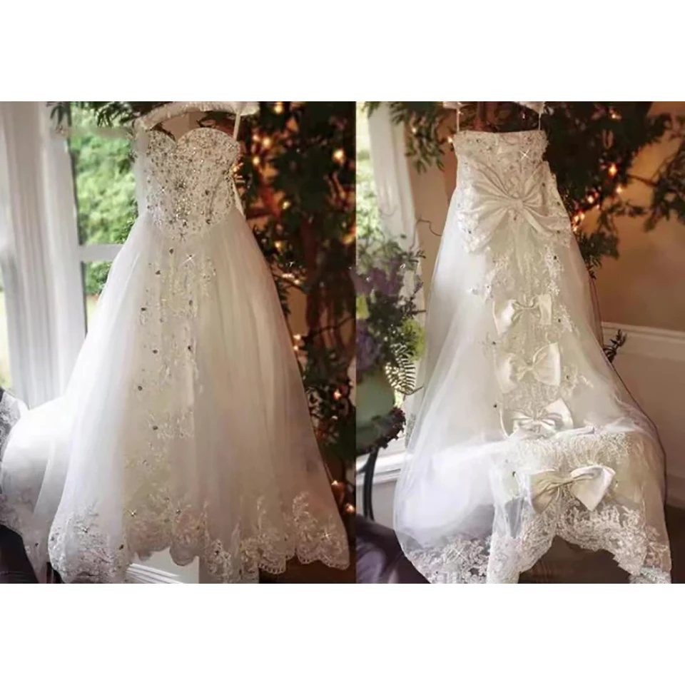 Vestidos de lujo con cuentas de cristales para niña, vestidos de flores para boda con lazos, vestido de Baile de Princesa, vestidos de desfile para niños, vestidos de primera comunión 2023