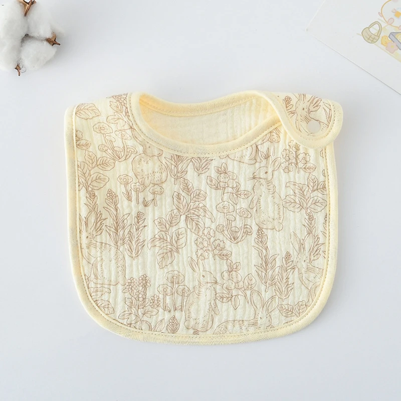 New Gauze U-shaped Baby Bibs Cute Cartoon 6 Layers Cotton Saliva Towel Newborn Burp Scarf for Boy Girl Cotton Feeding Drool Bib
