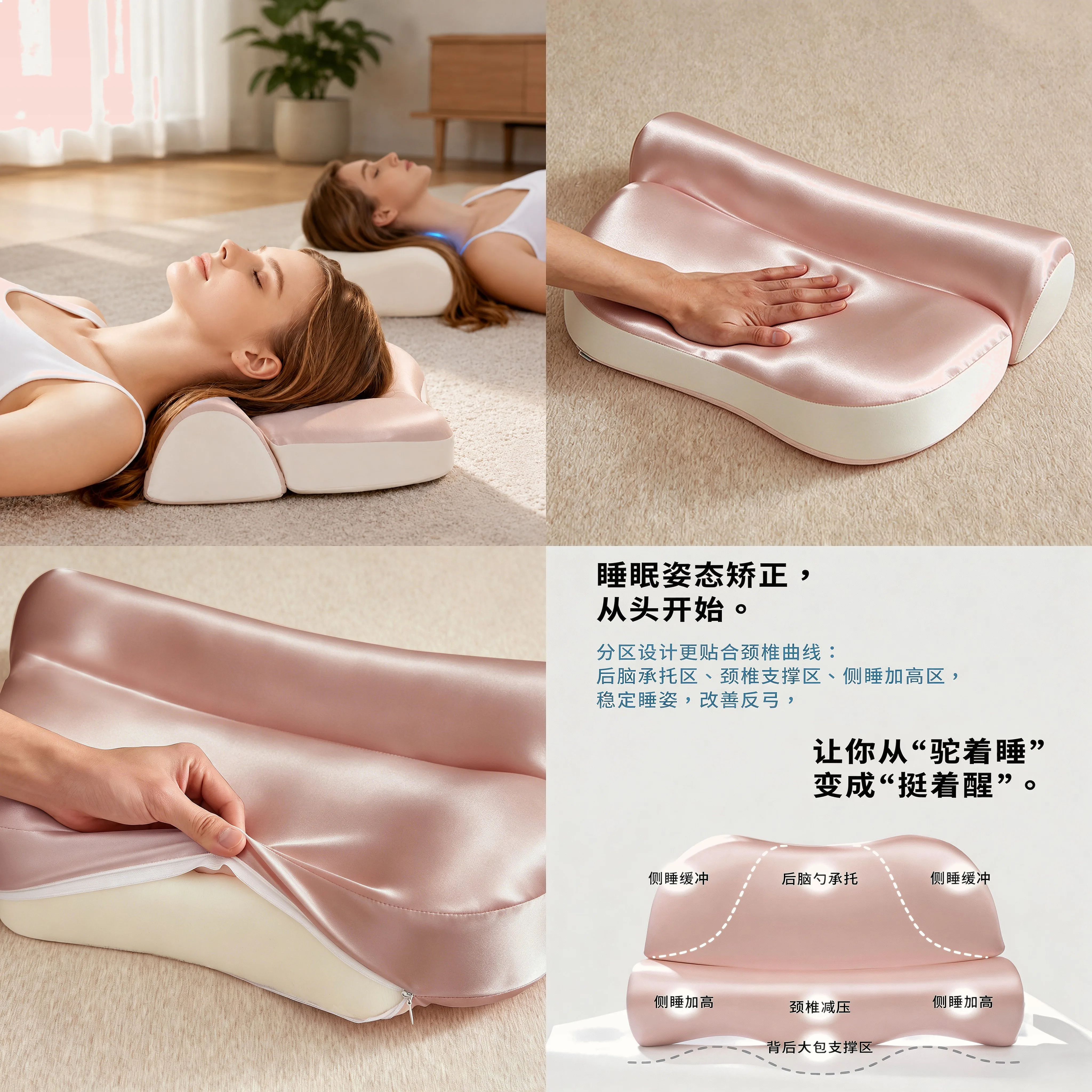 Memory Foam Pillow Slow Rebound Cervical Support Pillow for Sleeping, Hump & Forward Head Posture Correction, Home Use