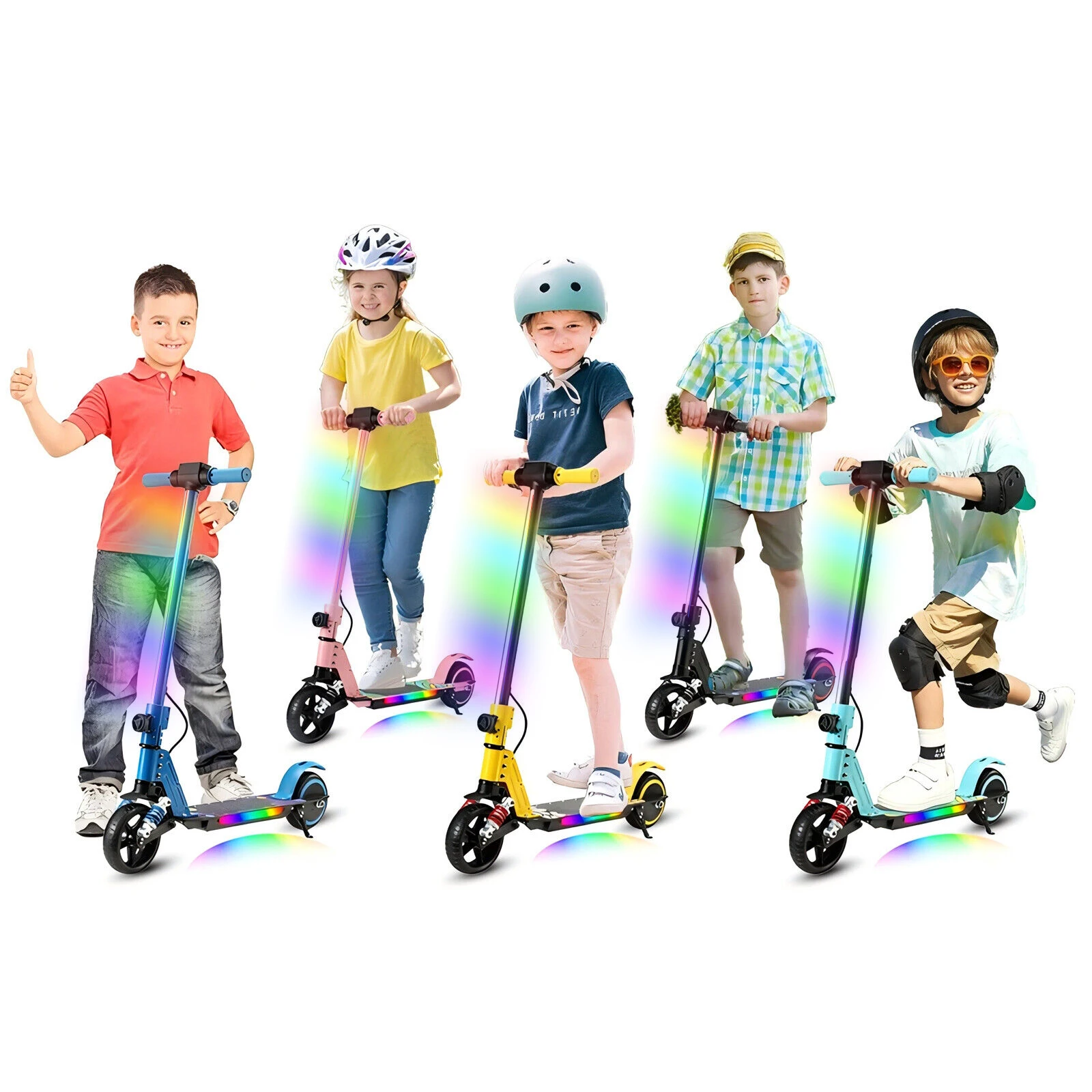 Monopattino elettrico per bambini, ruote da 6,5 pollici, motore da 130 W, 14 km/h, LED, scooter elettrico pieghevole per bambini, migliori giocattoli regali per età 6-12 anni