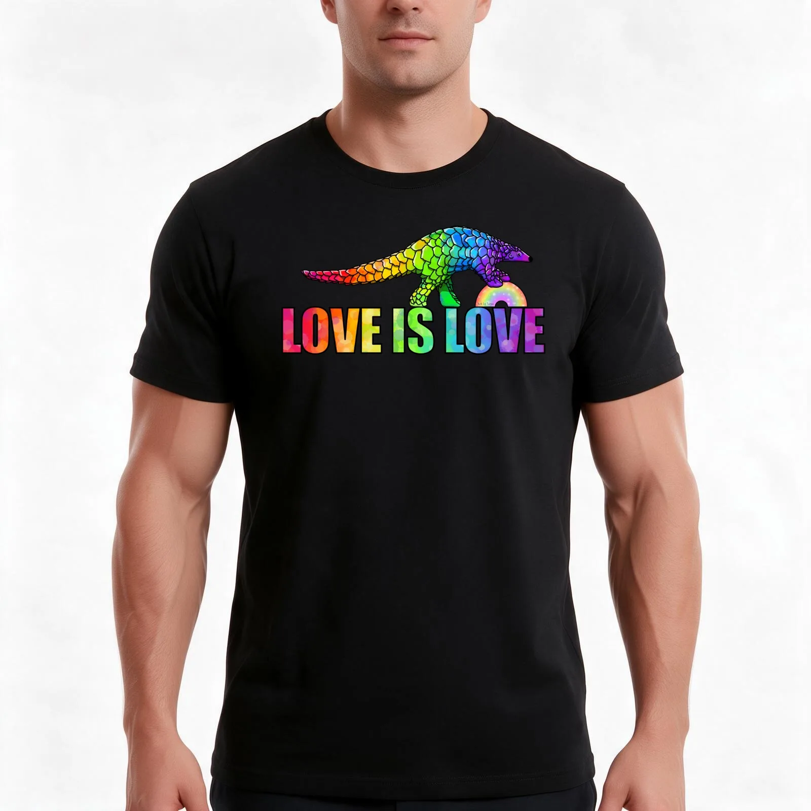Love is love says the pangolin T-Shirt Summer Casual Cotton Tee Oversized Streetwear Tops Vintage Graphic Print 100% Cotton