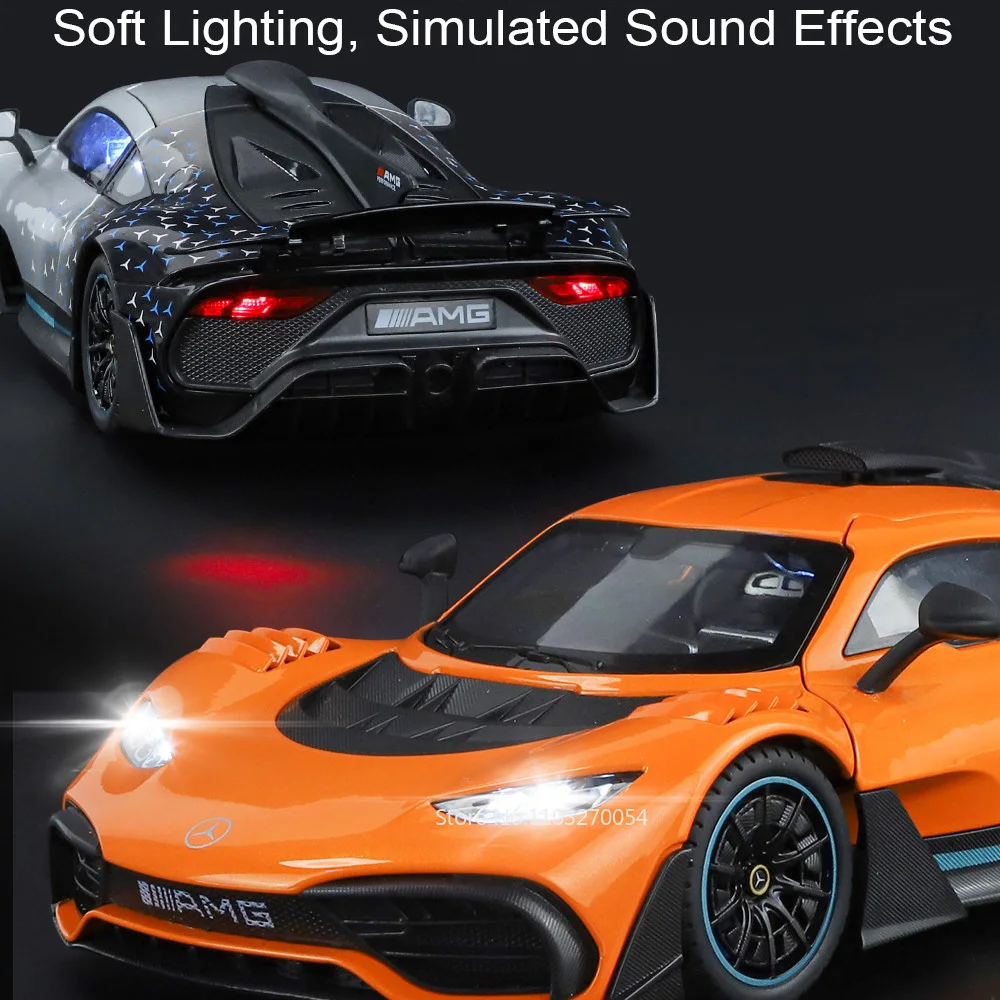 1:18 ONE GTR Metalowy Model Sportowego Samochodu, Odlewany, Otwierane Drzwi z Dźwiękiem i Światłem, Układ Kierowniczy Przedniego Koła, Pojazd dla Dorosłych i Dzieci, Prezent