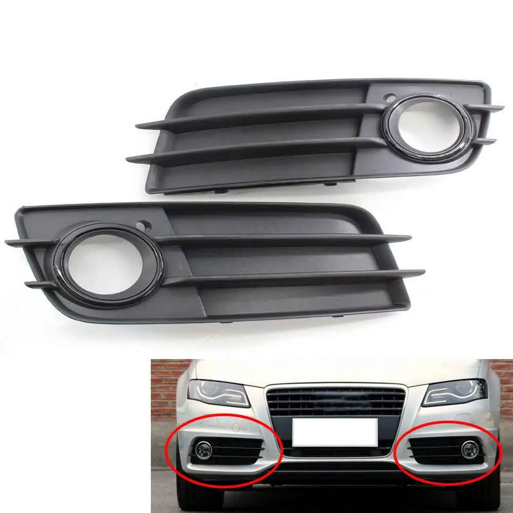 

Pair Front Fog Light Lower Grille Grill Cover Bezel w/Black Ring For Audi A4 S-Line S4 2008-2012 Grill 8K080768 C, 8K0807681C