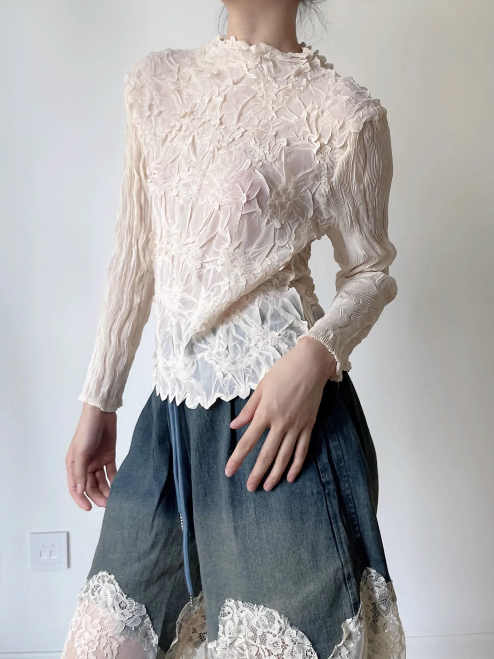 

Women's Long Sve T-irt Heavy Eming 3D Design Slimming Base Layer Top Commute Sle Autumn Polyester Fiber