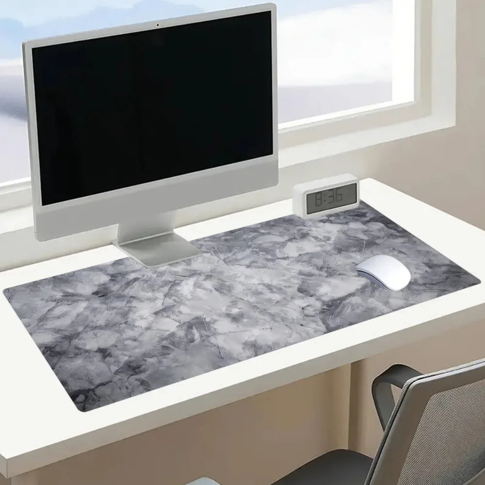 Gray and white marble texture pattern table mat desk organizers and trays desk accessories tapis de souris alfombrillas gaming