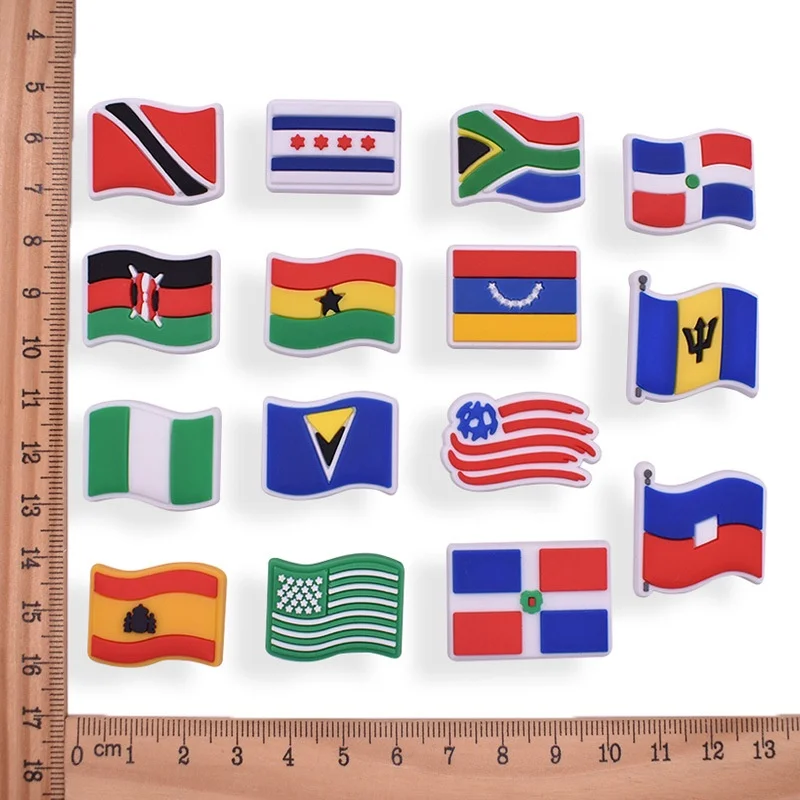 PVC Shoe Charms festival Shoe Accessories The national flag Shoe Decoration Shoe Buckles Pins for Clog Sandals  X-mas Gifts 