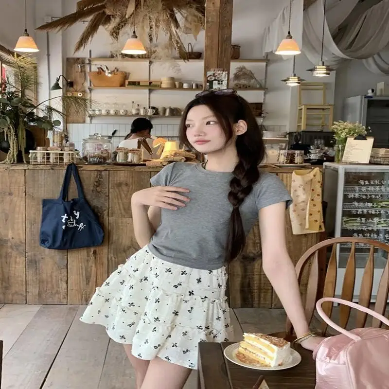 Sweet Retro Style Vanilla Layered Bow Skirt Pure Desire High Waist Fashion A Line Cake Skirt Women Party Casual Elegant Fashion
