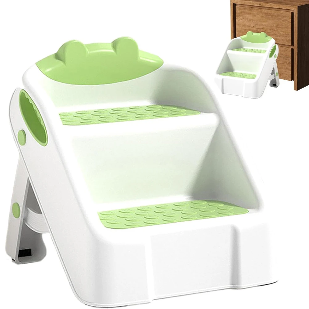 Toddler Step Stool Anti-Slip Children Double Step Stool Foldable Step Stool for Potty Training Bathroom and Kitchen