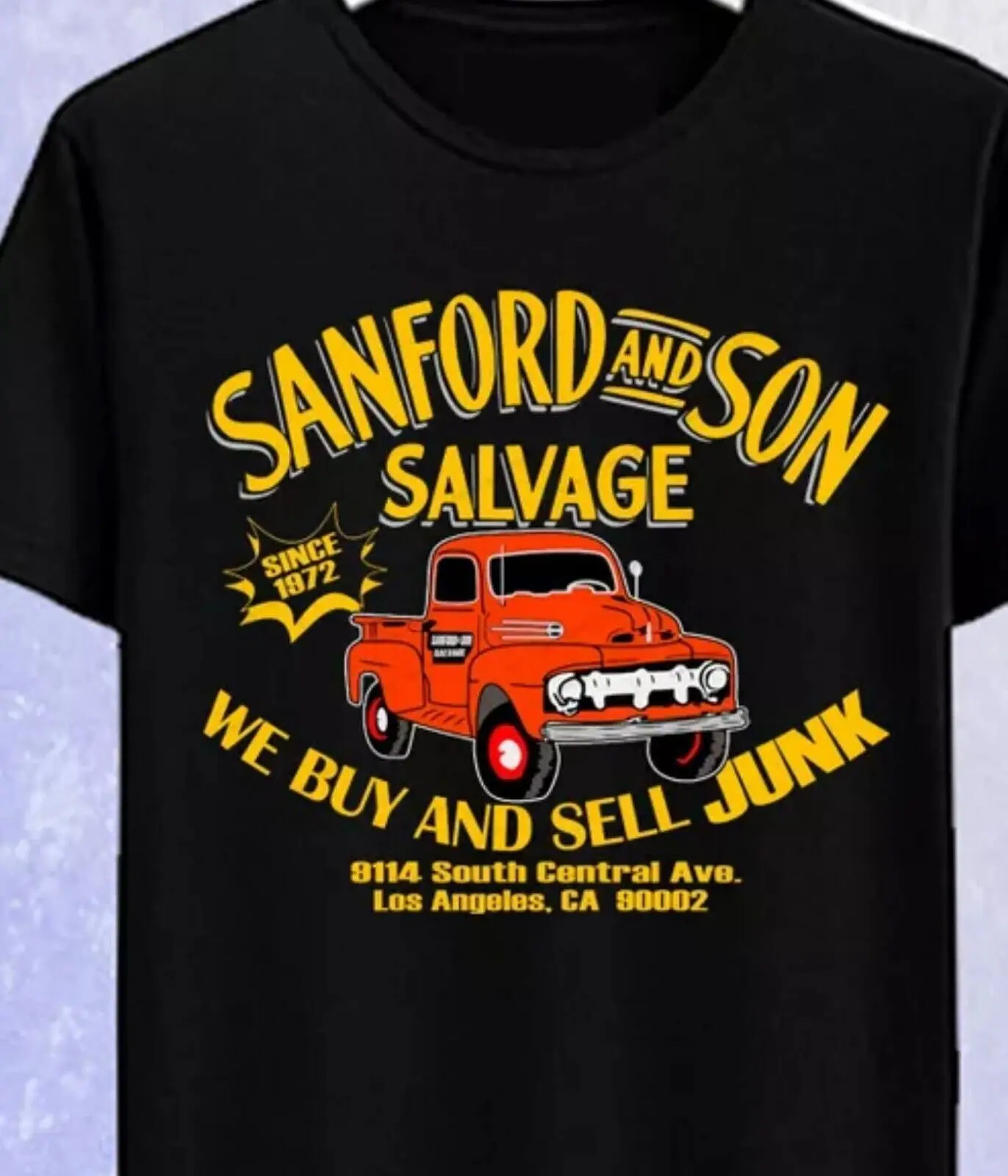 Sanford and Son Salvage Retro TV Series Men_s Black T-shirt Size S-5XL