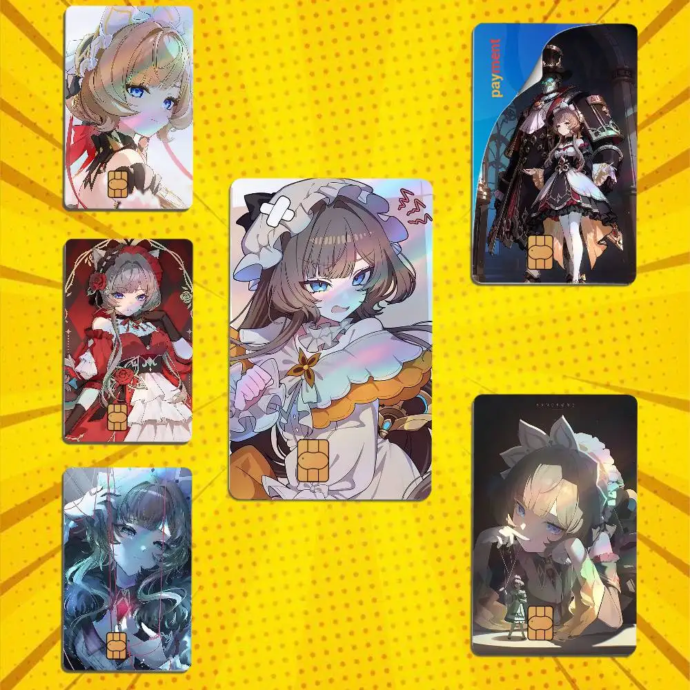 Automaton Sandrone Genshin Impact Laser shimmer Name Card Sticker Decorate Bank Card Couple Student Study Supplies Decals Patch