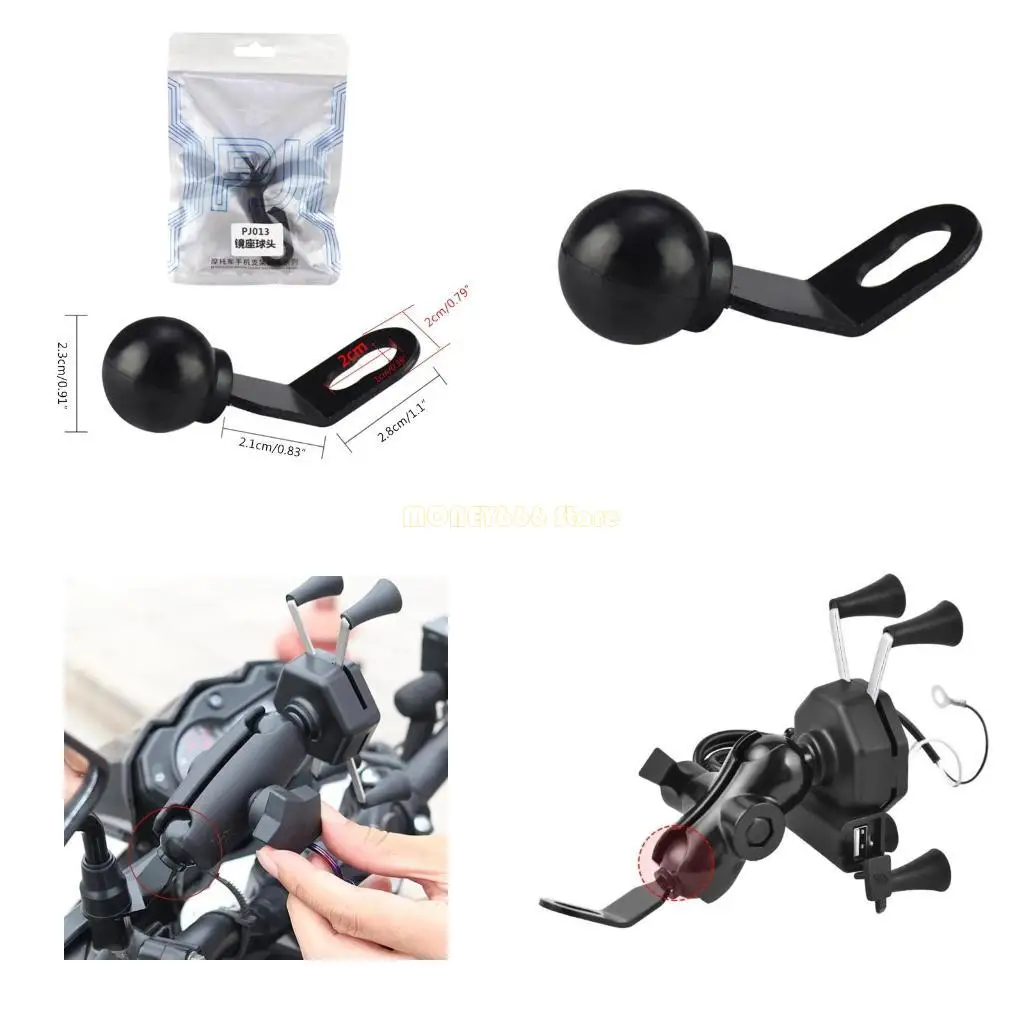 F62C 알루미늄 합금 각도 기본 홀더 25mm 볼 헤드 백미러 전기 자동차 스쿠터 핸드폰