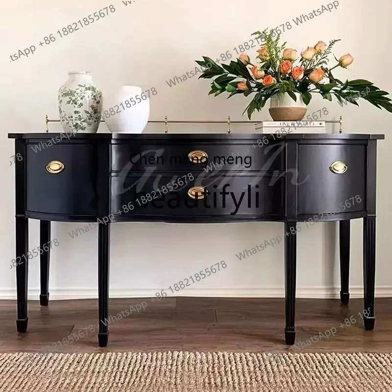 New arrive French light luxury solid wood entrance table foyer locker neoclassical storage partition