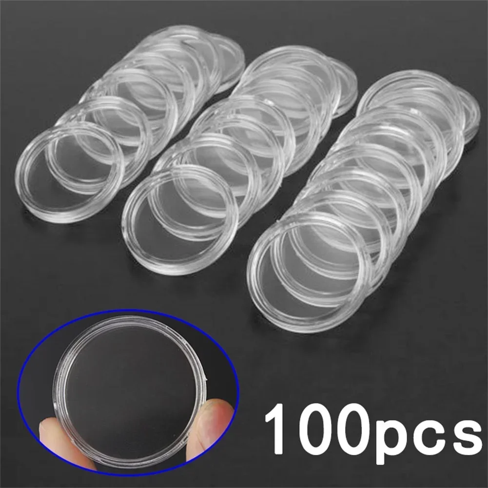 

100Pcs 35mm Clear Round Plastic Coin Holder Capsule Container Storage Box For Personal Collections Gifts Coin Capsule 35mm