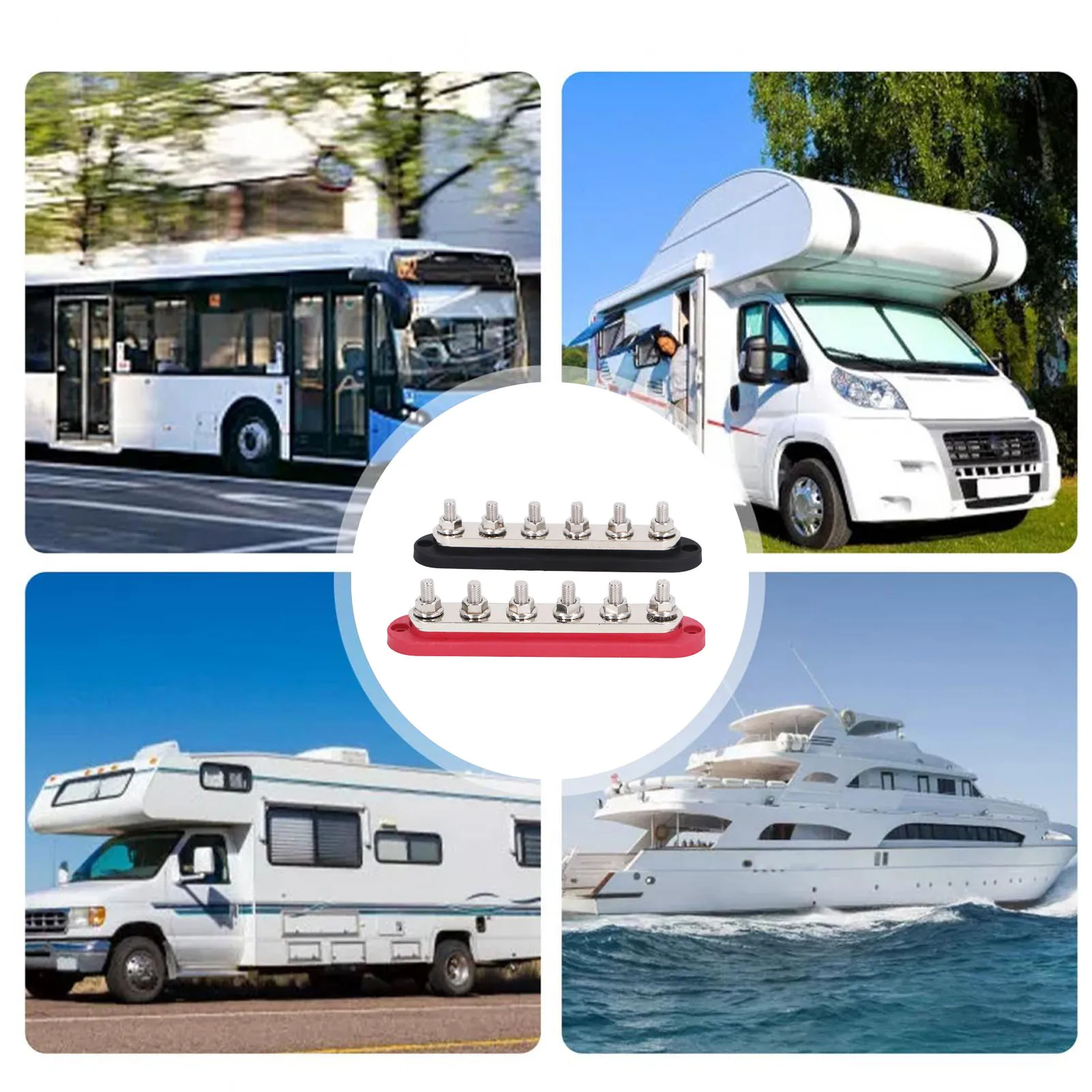 2 قطعة M8 300A 12 ‐ 48 فولت كتلة توزيع الطاقة النحاس الفولاذ المقاوم للصدأ حافلة بار محطة كتلة لسيارة قارب البحرية