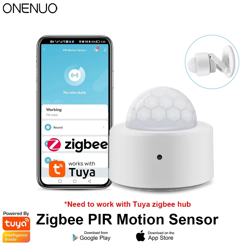 1/2 szt. Tuya Zigbee Mini czujnik ruchu PIR + pasywny czujnik alarmu antywłamaniowego na podczerwień