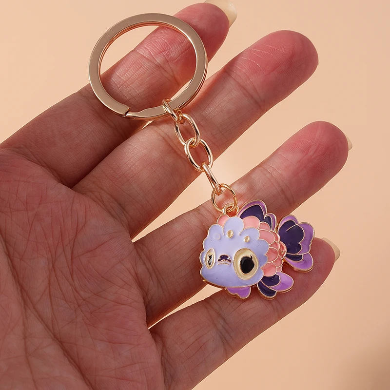 Aihua Niedlicher Emaille-Goldfisch Schlüsselanhänger für Frauen und Mädchen, Handtaschen-Deko, DIY-Schmuckzubehör – Detail 5