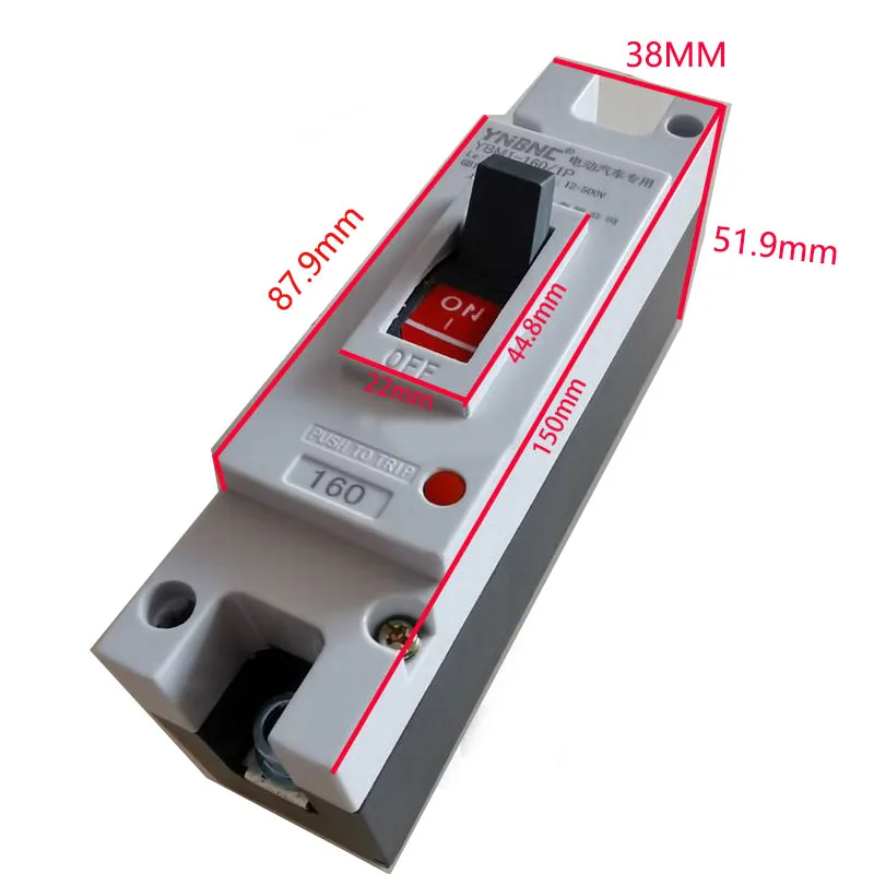 1P Plastic Case DC Circuit Breaker DC12v-500v 125A 160A 200A 250A 300A 400A 500A 600A High Power Circuit Short Circuit Protector