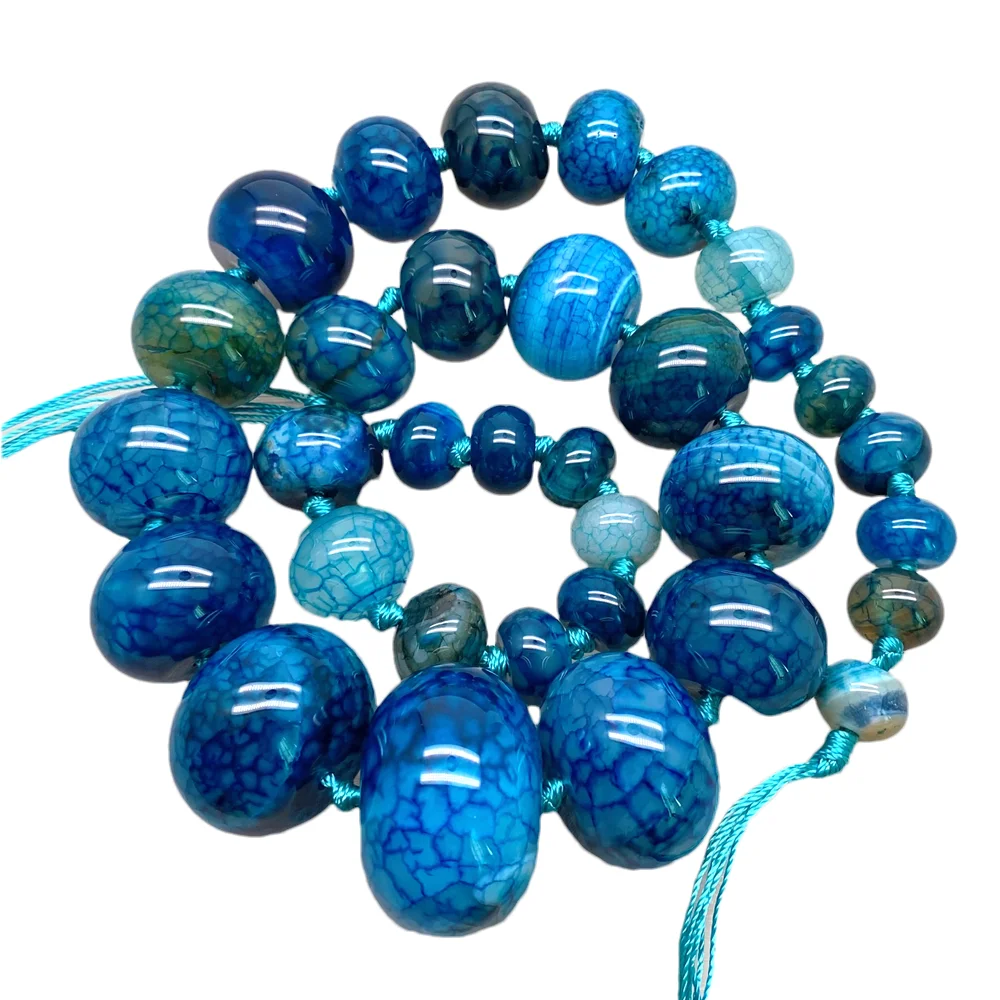 One Strand Blue Agate Graduated 8x14mm-22x30mm Smooth Agates Loose Beads For Jewelry Making