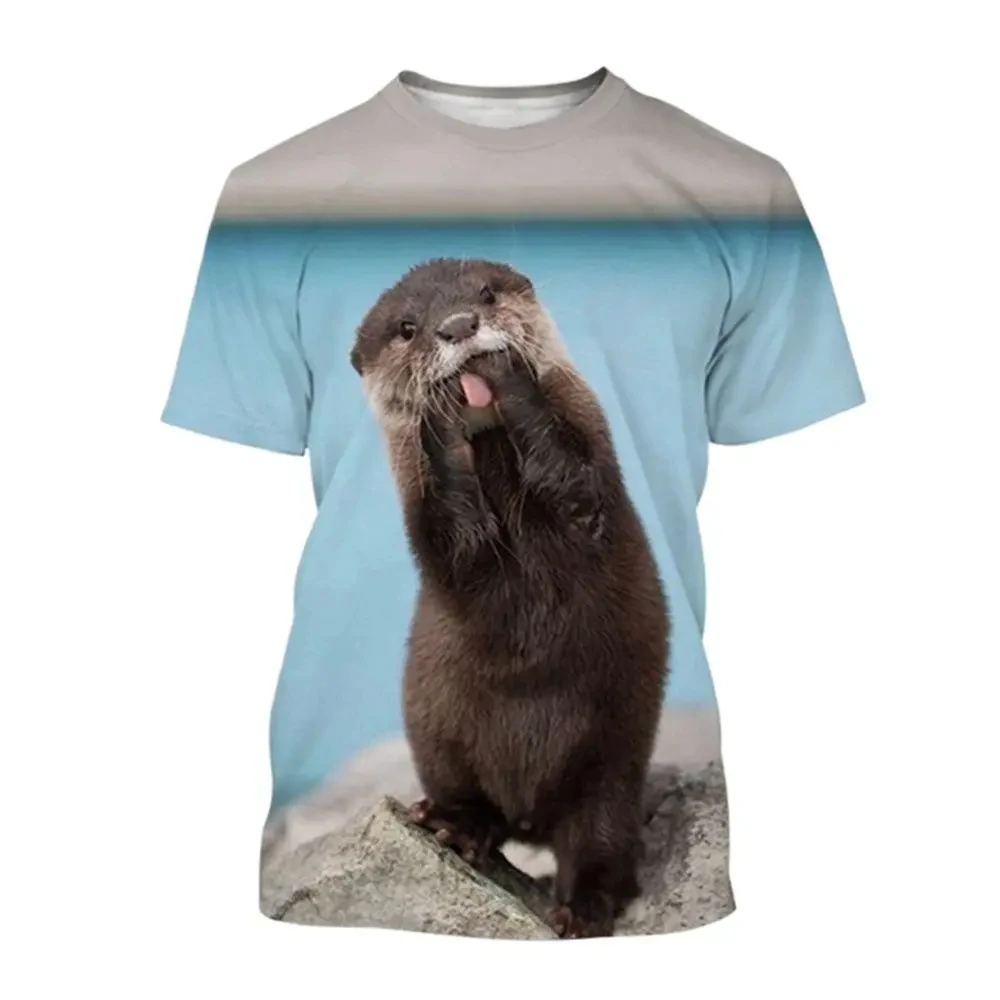 Animal Otter Pattern T-Shirt 3D Print O-Neck Men Women Tshirts Fashion Casual Short Sleeve Harajuku Unisex Clothing