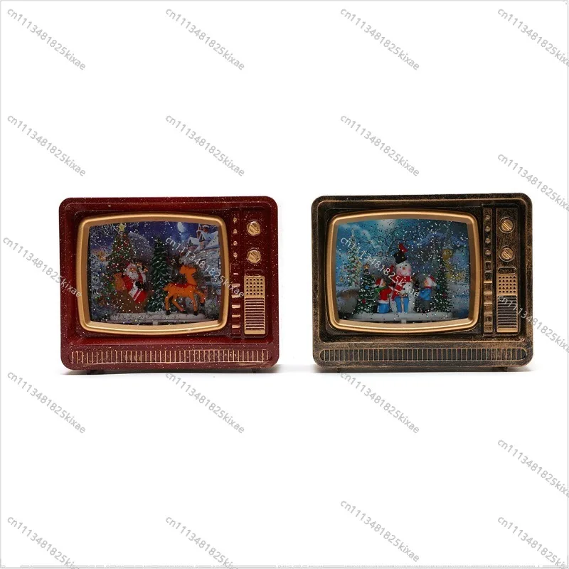 For Christmas Music Snow Water Filling TV Night Light Gift Ornament Christmas Decorations Music Box
