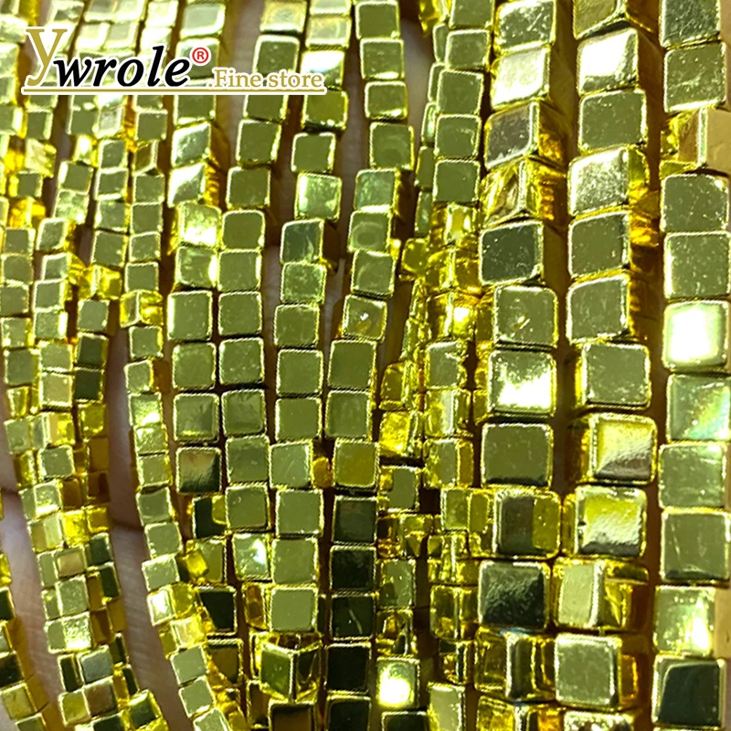 Square 4x4mm Natural Stone Golden Hematite Loose Spacer Beads for Jewelry Making Diy Earrings Bracelet Charms Accessories