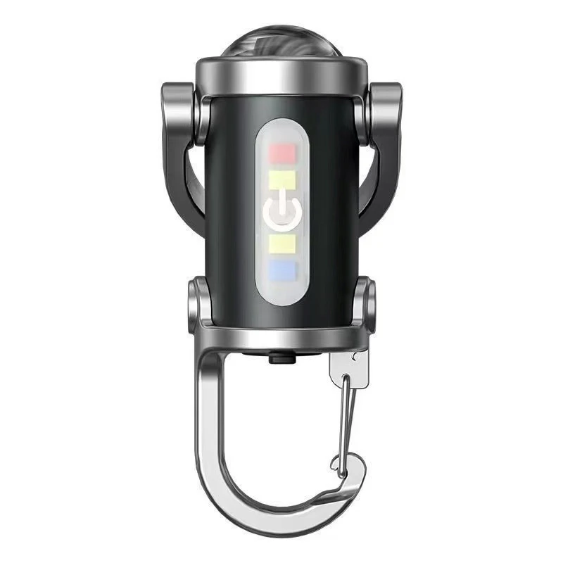 Mini Portable Flashlight, Keychain Design, Red And Blue Flashing Light, LED Side Light, 5 Lighting Modes Flashlight,Pocket Torch