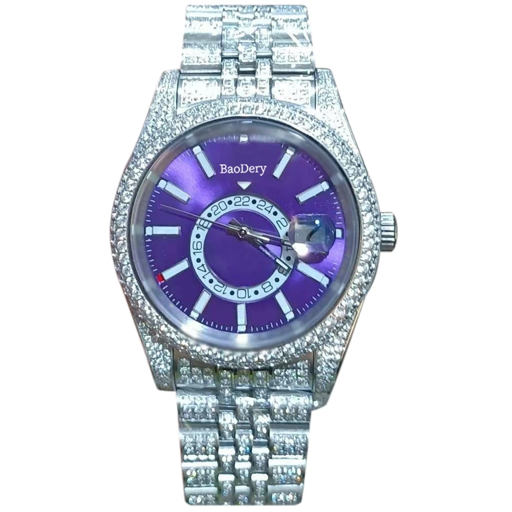 

Elegant 42mm luxury men's watch with sapphire mirror, diamond bezel and mechanical movement, the best gift for men