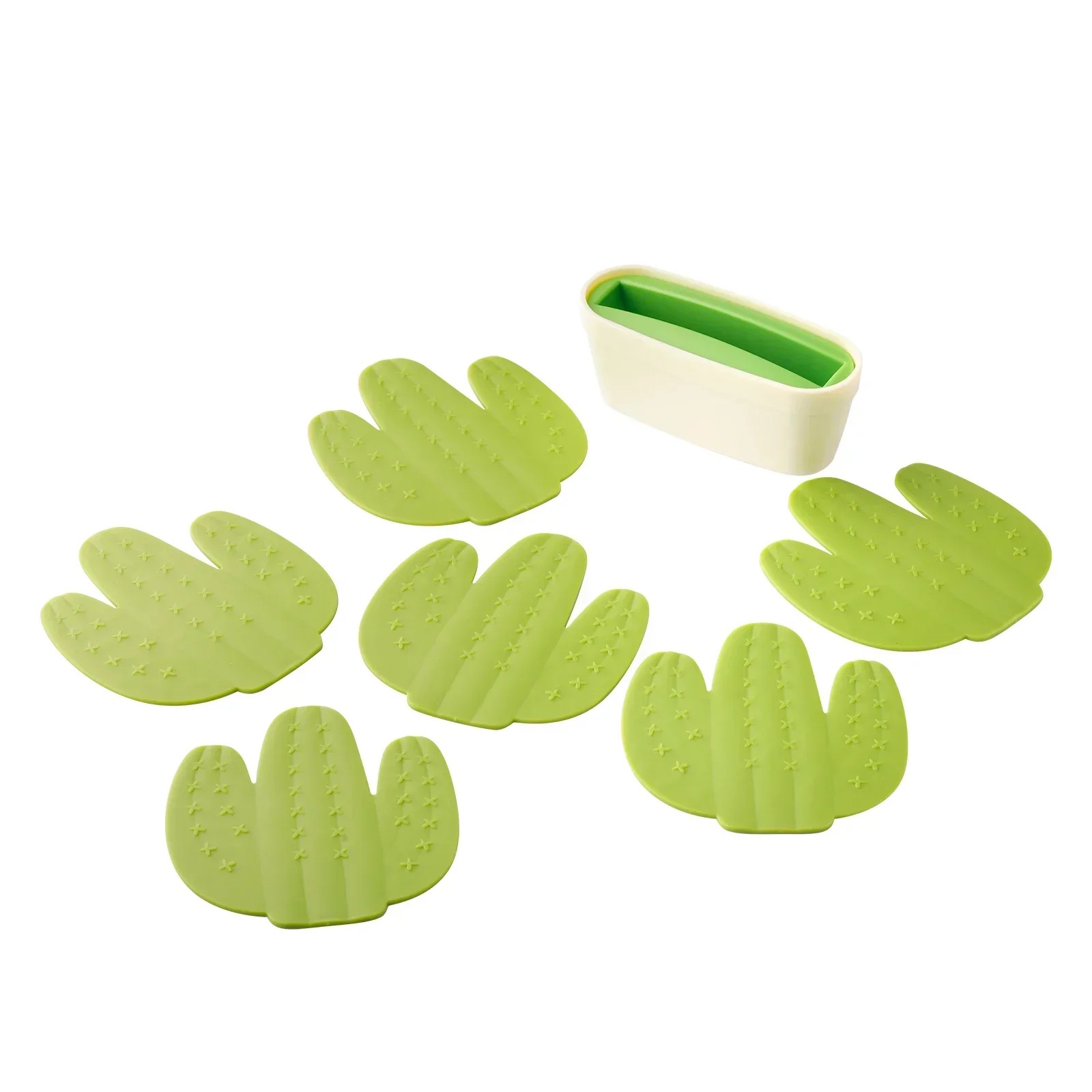 6 PCS Cactus Coaster Set with Flowerpot Holder Creative Maple Leaf Pad Novelty Cup Mat for Drinks Bar Home Decor Coffee Table