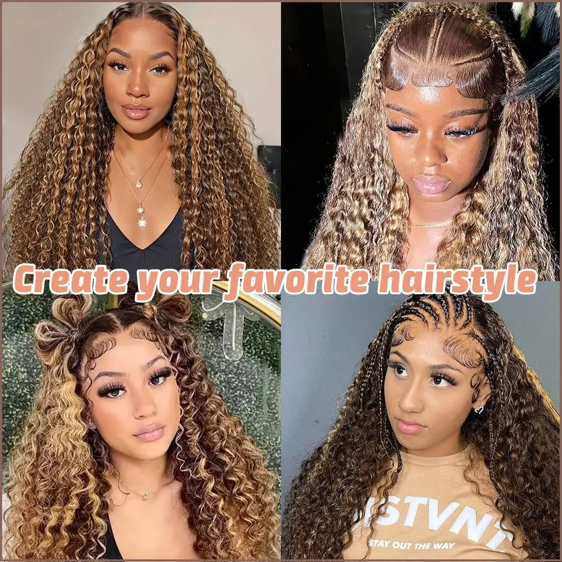 4/27 Highlight Wig Human Hair Ombre Blonde Deep Wave 13x4 Lace Front Wig 13x6 Transparent Lace Frontal Wigs 100% Human Hair