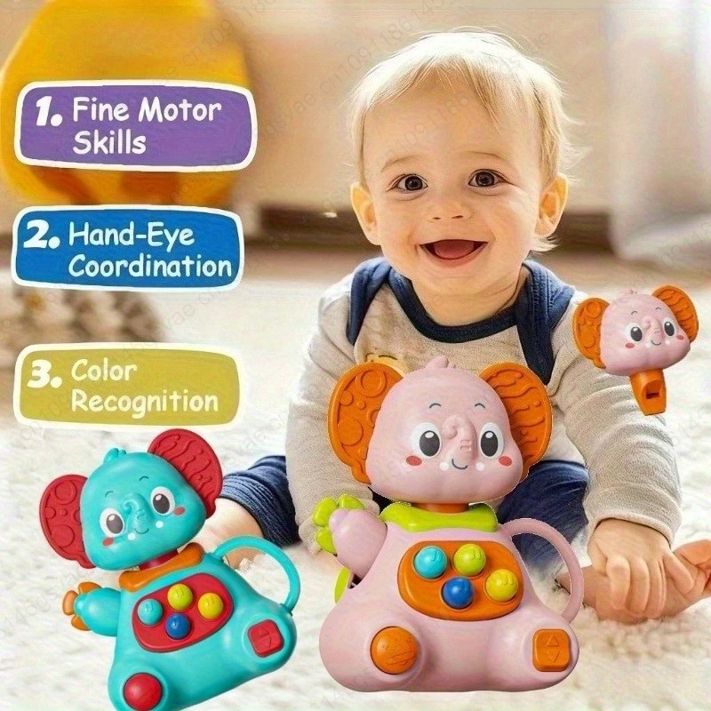 Elephant Handheld Rattle Bell - Vibrating Grabbing Toy, Design for Easy Grip, Ideal Early Development Toy for Babies