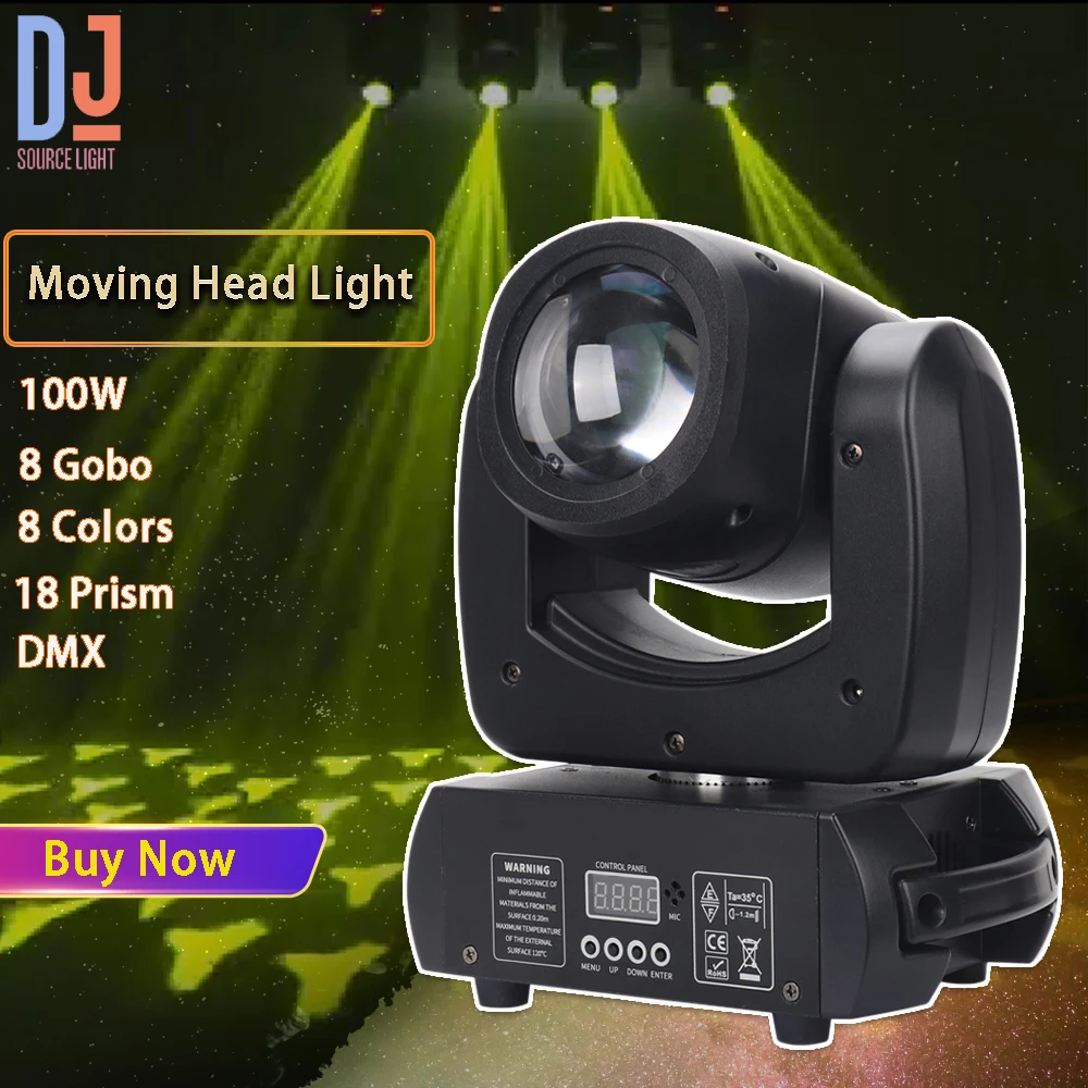 led moving head light beam spot lights 18 prism effect dmx para dj party club boate efeitos de palco 100w 01