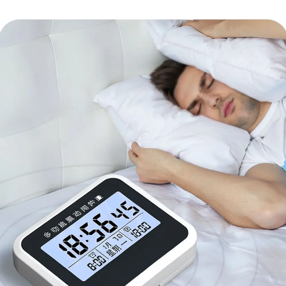 Heavy Sleeper Wake Up Alarm Clock Rechargeable Silent Digital Timepiece Portable Stopwatch For School Office Desktop