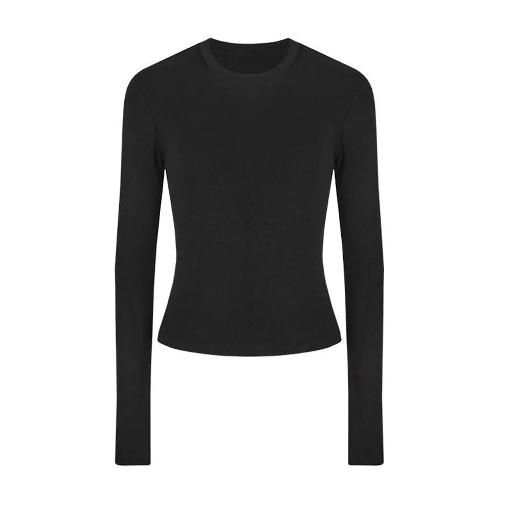 Blus Lengan Panjang Kasual untuk Wanita Atasan Olahraga Slim Fit Cepat Kering Kebugaran Yoga Kaos Dalam Jalanan Tee Pullover