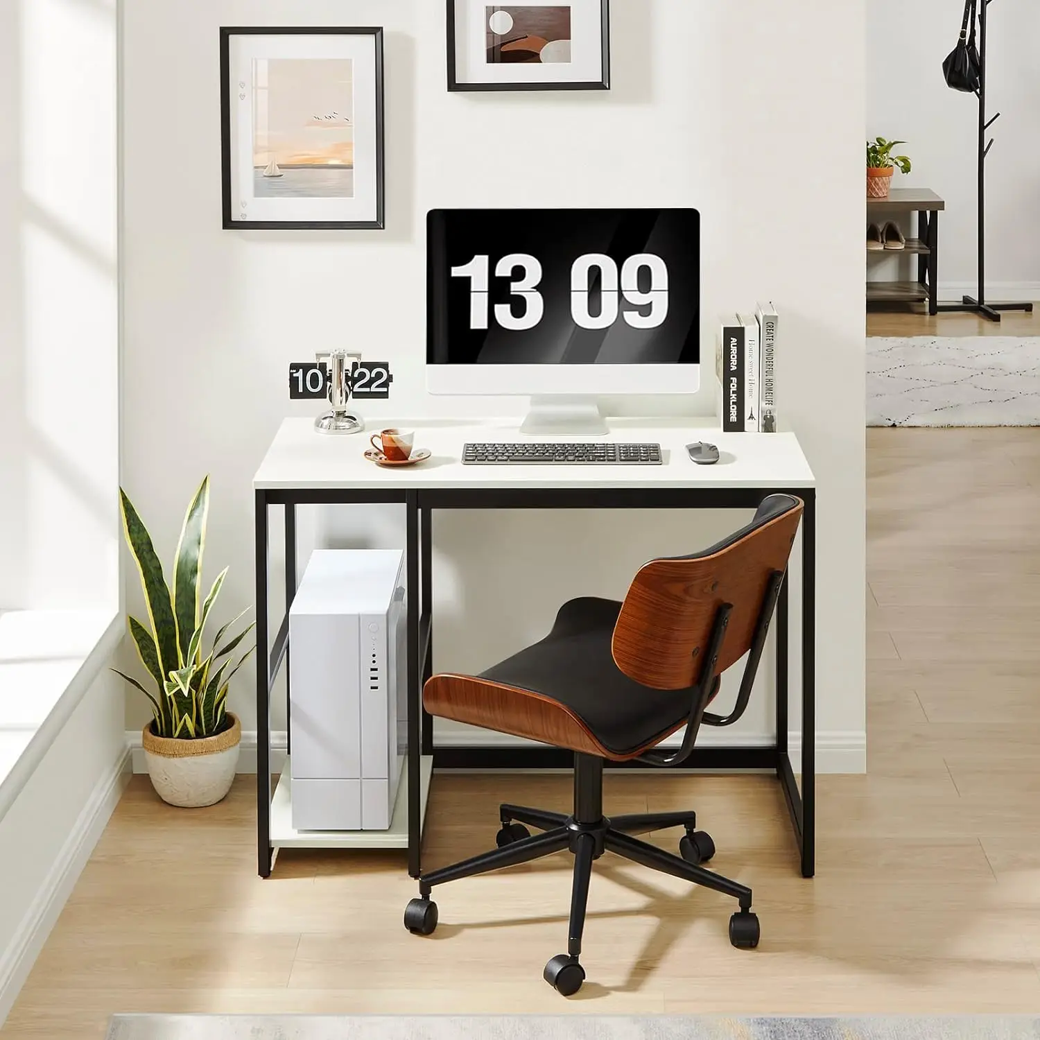 Comfort corner Computer Desk 40 inches Home Office Desk with Large Storage Space Gaming Desk Study Writing Laptop Table