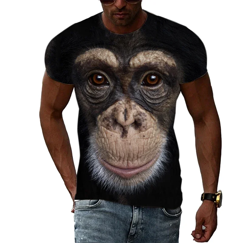 

New Tide Summer Fashion Monkey Picture T-shirts Casual Print Tees Hip Hop Personality Round Neck Short Sleev Tops