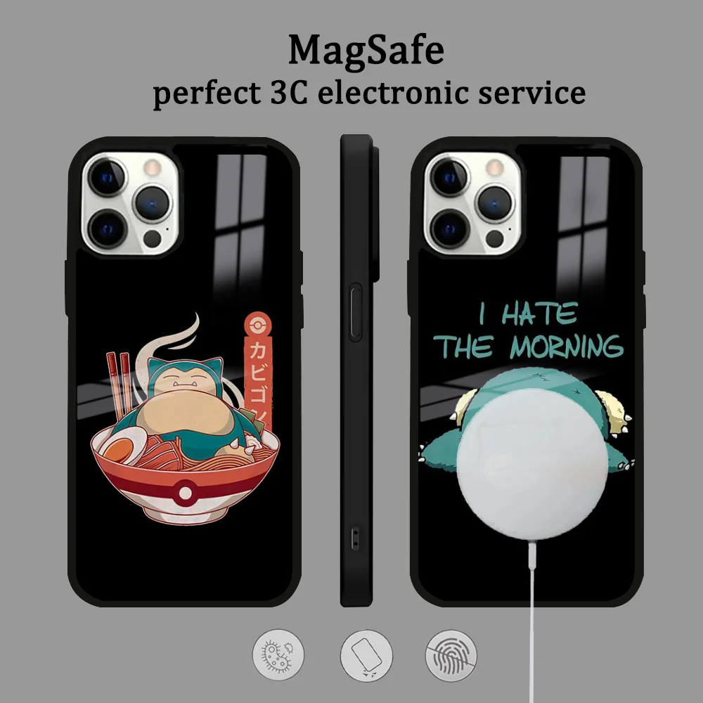 Cute S-SnorlaxS Phone Case For IPhone 16 15 14 13 12 11 Pro Max Plus Mini Magsafe Mirror Wireless Magnetic Cover