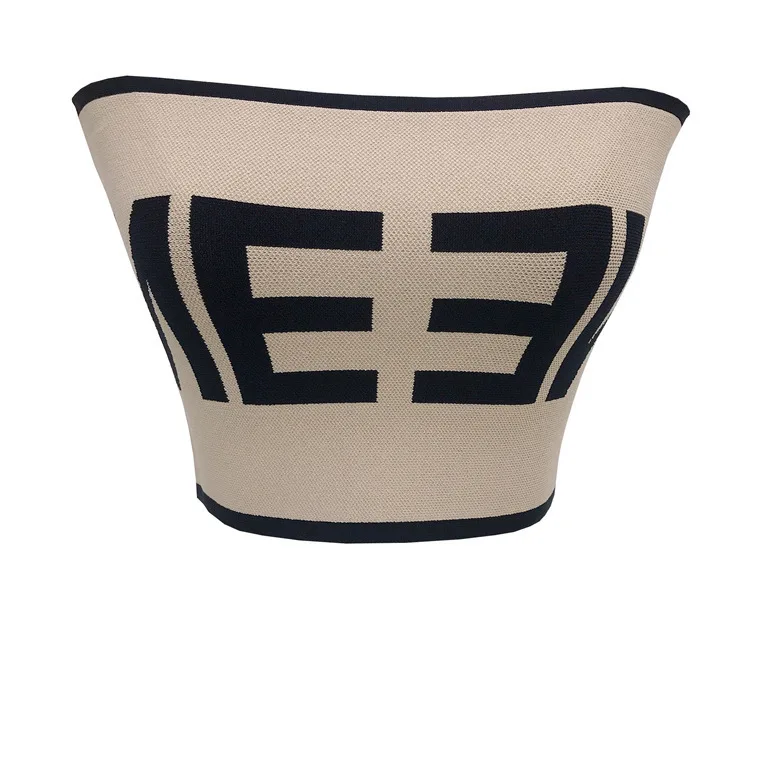 여름 신상 섹시 핫걸 숏 엘라스틱 랩 체스트 아름다운 등라인 컬러 블록 슬림 레터 니트 튜브탑 6201