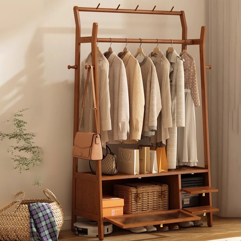 Standing Wooden Design Coat Rack Multi Purpose Clothes Hanging Coat Rack Nordic Style Shelf Perchero De Ropa Cabinet Furniture