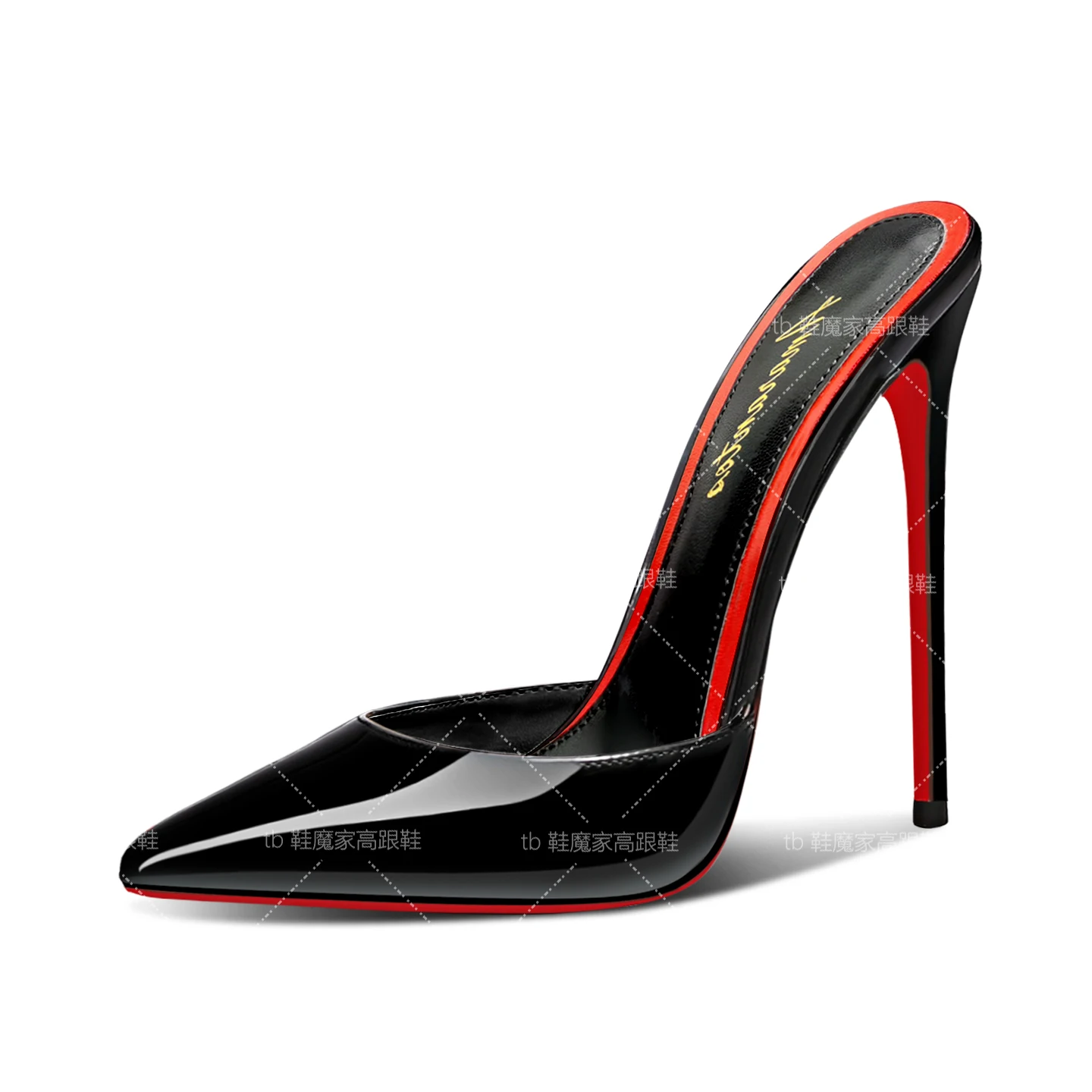 

Women's pointed-toe high heels, ultra-thin high heels, 2026 new style black one-piece open-back semi-slipper for outdoor wear