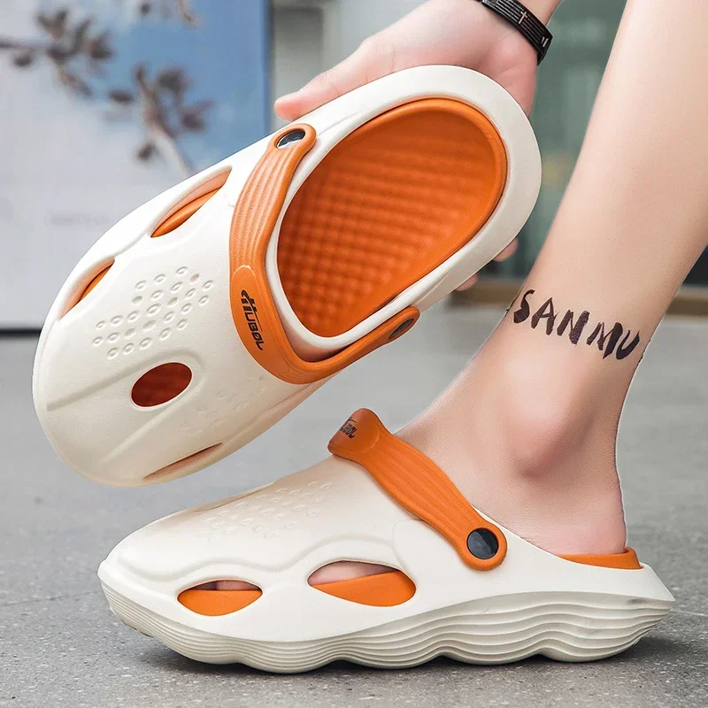 

Summer Men Slippers Platform Outdoor Sandals Trend Clogs Beach Slippers Flip Flops Casual Breathable Indoor Home Shoe Male 40-45