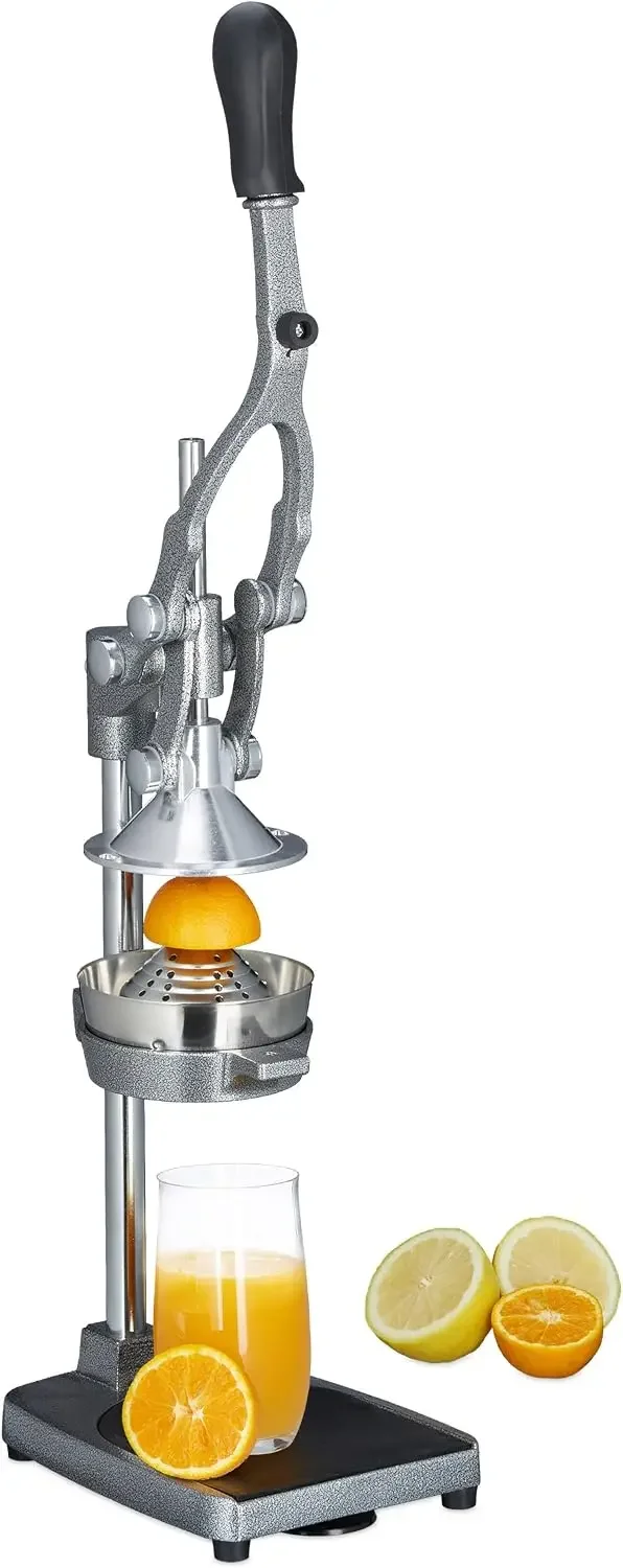 Manual Juicer with Potato Slicer, Apple Cutter, Hand Orange Press, HxWxD: 47.5 x 17.5 x 40.5 cm, Stainless Steel
