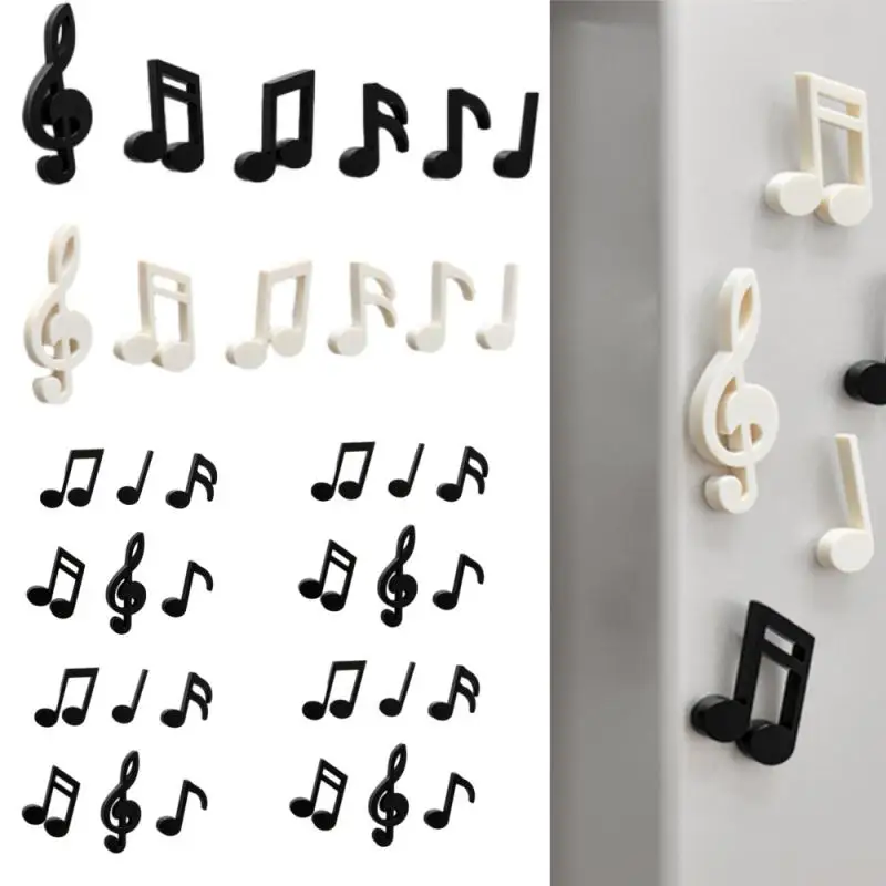 6pcs Cute Black And White Musical Note Fridge Magnets - Perfect For Lockers, Whiteboards And Office Decorations Kitchen Gift