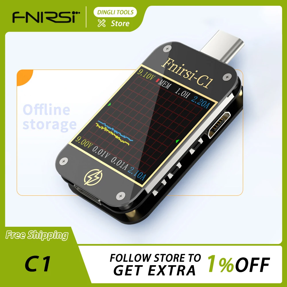 Fnirsi C1 Voltmeter Ammeter Fast Charging Protocol Test Type-C Pd Trigger Usb-C Meter Power Bank Tester With Pc Software Custom