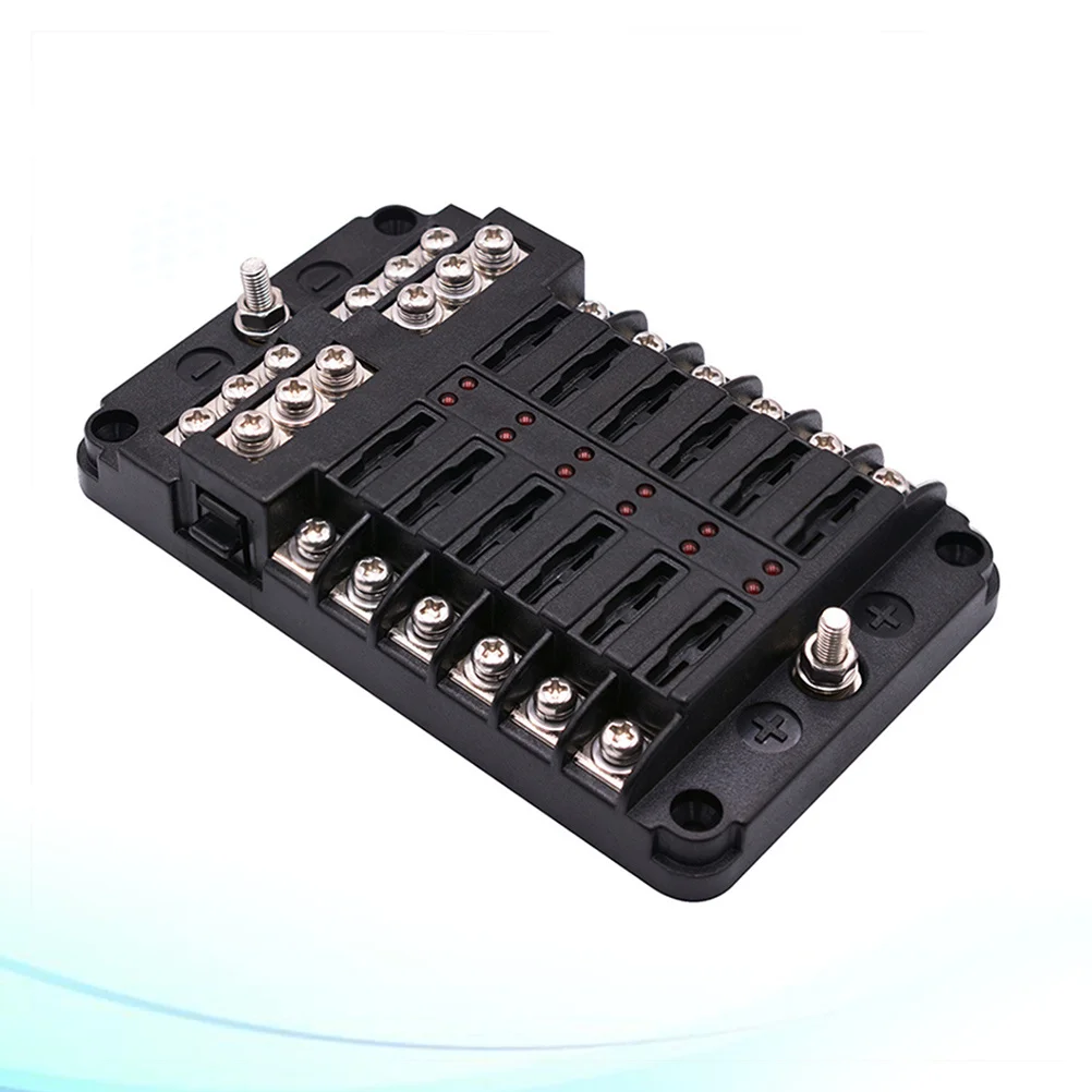 

12 Way Box For Vehicle Universal Car Fuse Accessory Automotive Circuit Protection Fuse Holder Black Dust Resistant