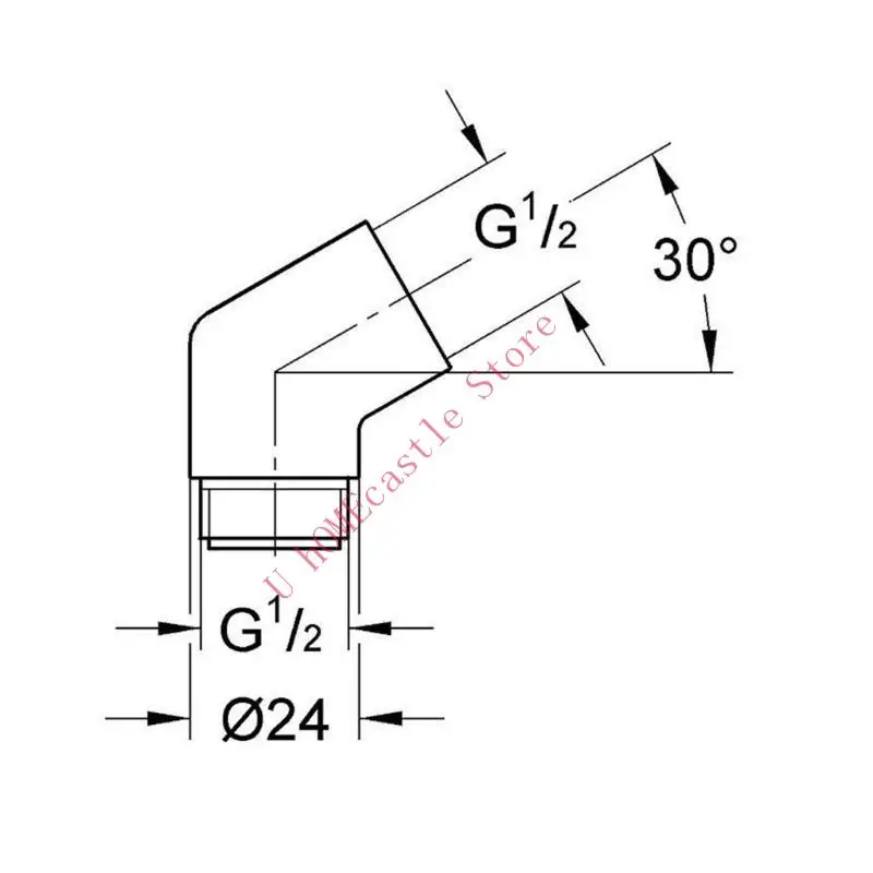 63HF Brass Shower Arm Elbow Universal 30°Angle G1/2 Shower Head Extender