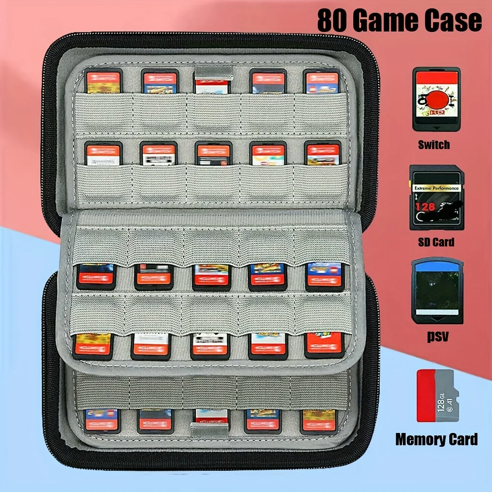 80 Game Case Memory Card Holder Storage Bag Carrying Pouch Organizer for Nintendo Switch/Vita /SD Card Cartridge