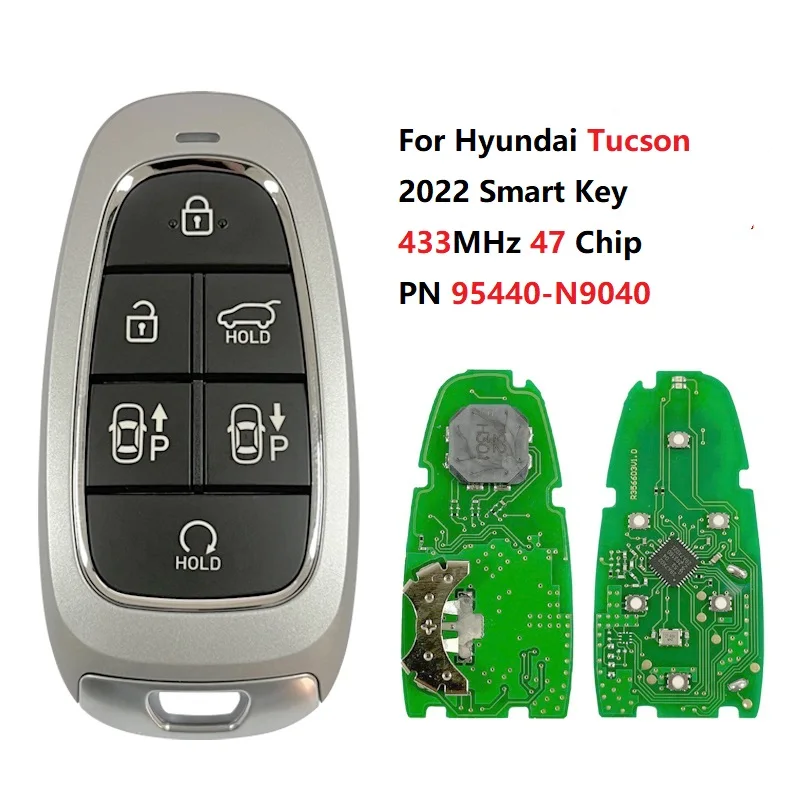 

CN020229 OEM PCB Part Number 95440-N9040 For Hyundai Tucson 2022 Smart Key 6 Buttons 433MHz 47 Chip Keyless Go