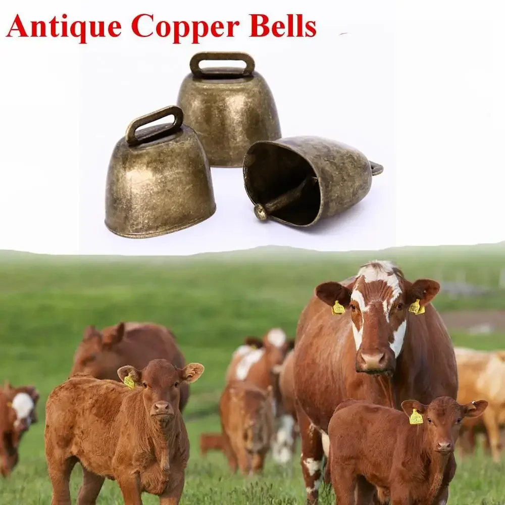 2pcs Cow Horse Sheep Grazing Bell Farm Animal Anti Lost Copper Bells Loud Crisp Spread DIY Accessories Pet Pendant Decorations