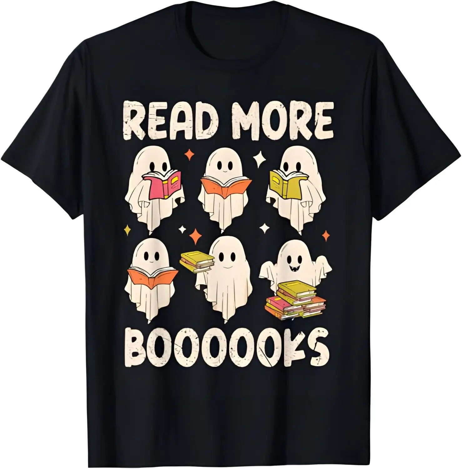 

Groovy Halloween Ghost Read More Boooooks Librarian Teacher T-Shirt