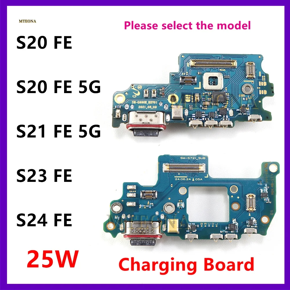 Base de Carga de 25W para Samsung Galaxy S21 S20 S23 S24 FE 5G, Placa de Carga con Conector USB Tipo-C, Cable Flexible, Repuestos para Smartphone